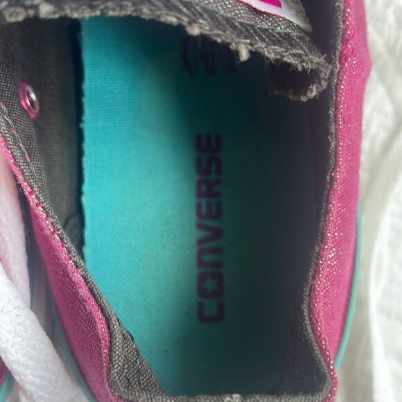 Converse Double Tongue Youth Sz 3 Pink Blue Glitter 656035F Unicorn Mermaid Low - Picture 7 of 11